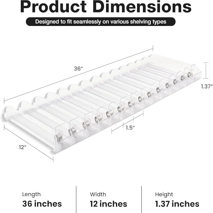 15-Pack Spring-Loaded Shelf Pushers Kit, 15in for 29–38 oz Products – Automatic Retail Display Organizer for Gondola & Store Shelves