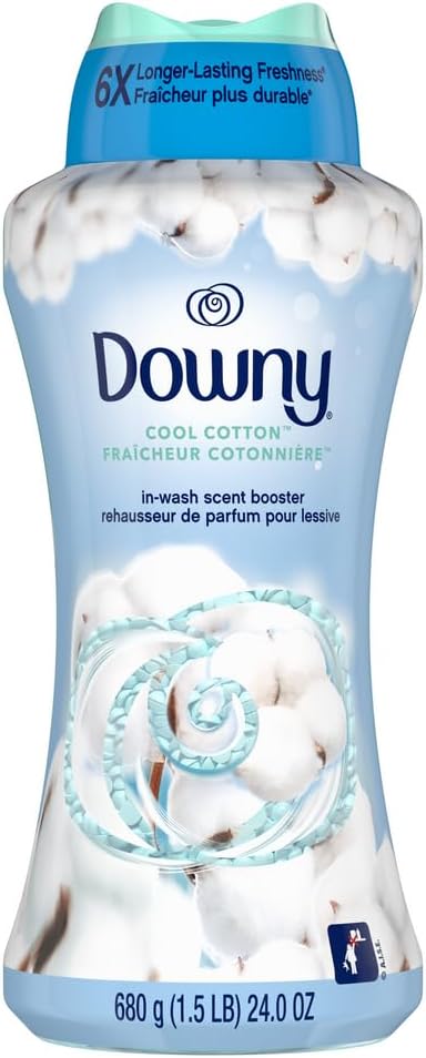 Downy Cool Cotton In-Wash Laundry Scent Booster Beads, 24 oz, laundry scent beads, Long-lasting Freshness