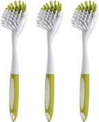 Dish Brush with Handle, Stiff Bristles Dish Scrubber for Pots, Pans & Sink Cleaning, 3 Pack