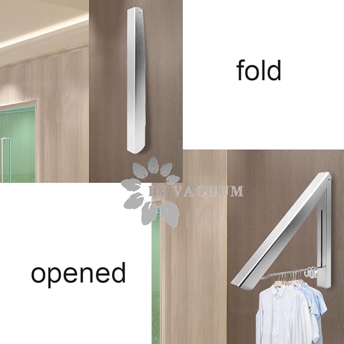 IN VACUUM Drying Racks for Laundry Foldable, Retractable Clothes Folding Indoor, Aluminium, Home Storage Organizer Wall Hanger for Clothes (1 Racks, Silver)