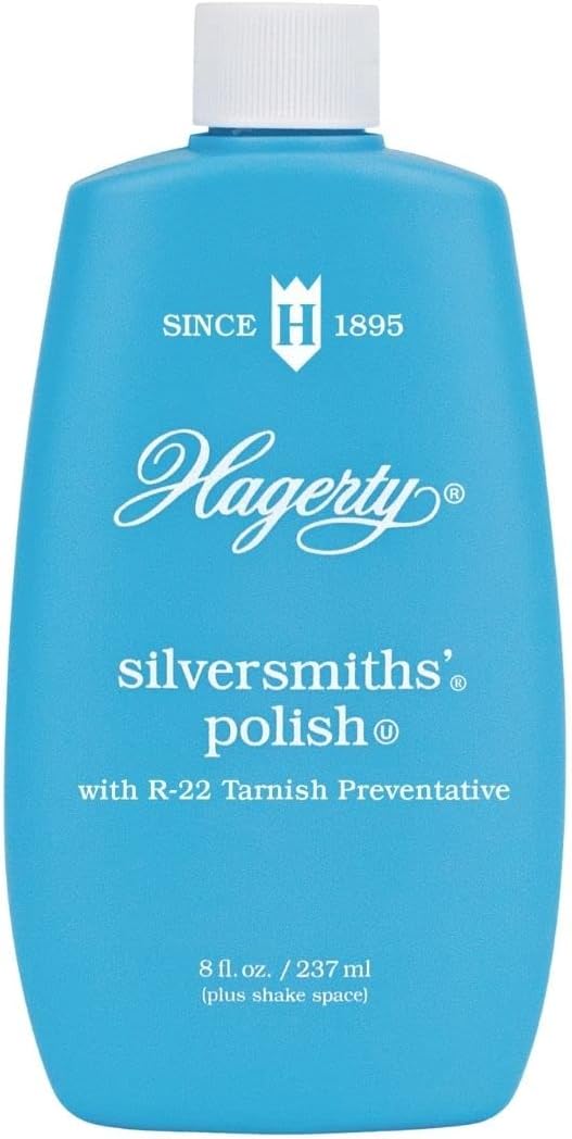 Hagerty Silversmiths' Polish, Professional Silver Cleaner and Tarnish Remover for Jewelry, Silverware, Gold and More, Kosher Certified, Made in USA, 8 Fl Oz