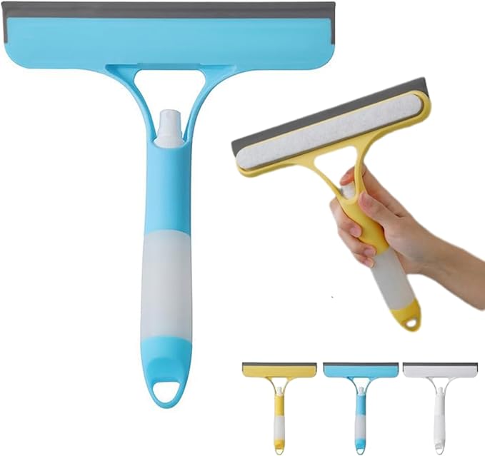 3 in 1 Spray Squeegee, WindowSqueegee with Spray 3 in 1 WindowSqueegee Cleaner, Spray WindowSqueegee Cleaner Tool with SprayBottle, for Car, Home, Kitchen Window (Blue)
