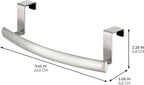 iDesign Axis Curved Over-the-Cabinet Kitchen Bar Holder for Dish and Hand Towels, Pot Holders, 9.75" x 2.75" x 2.5" - Brushed Stainless Steel