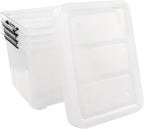 Cand 4 Packs 70 Quart Plastic Storage Box with Wheels, Large Lidded Storage Bins, Clear