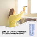 OUNONA Replacement Window Cleaning Pads 4-Pack Reusable Microfiber Squeegee Sleeves for Glass Windows Bathroom Mirrors Tabletops 14.17X2.75X2.75 Inches