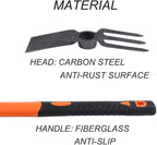 3 Sprongs Dual Head Rake Hoe with Heavy Duty Forged Adze and Ergonomic Non-Slip Handle for Loosening Soil, Gardening, Camping Outdoor 39mm/15-Inch
