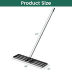 Goplus Lawn Leveling Rake, 42" x 10" Heavy Duty Level Lawn Tool w/ Ergonomic Handle for Soil, Effort-Saving Landscape Rake for Garden, Backyard, Golf Course, Farm, Pasture, Black