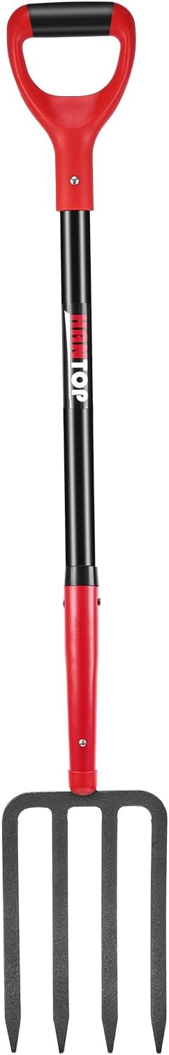 4-Tine Heavy Duty Pitchfork Digging Fork Garden Fork Pitch Forks with Fiberglass Handle for Gardening, Hay,Digging Potatos,43 inches