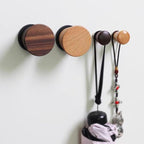 2 PCS Retro Magnetic Hooks, Wrought Iron Wooden Ball Hooks, Creative Punch-Free Storage for Refrigerators, Metal Doors, and Lockers (Walnut Wood,L)