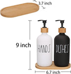 Hand and Dish Soap Dispenser Set for Kitchen Sink, Black and White Modern Farmhouse Decor, Kitchen Art Soap Holder (Black & White)