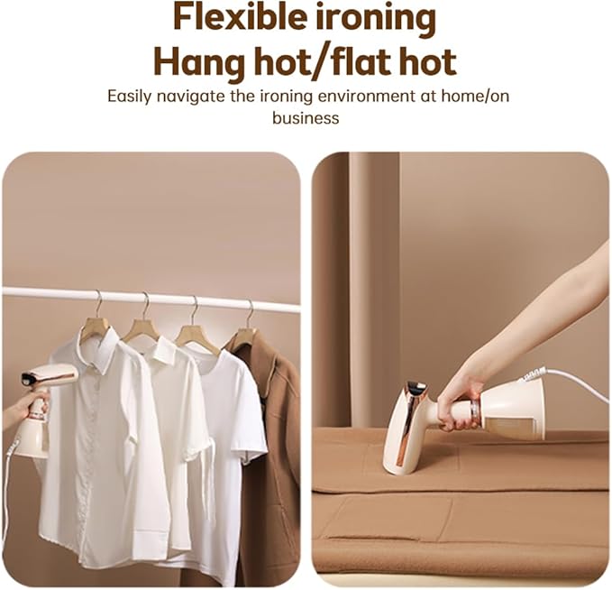 Handheld Steamer for Clothes 1500W 20s Heatup Fabric Wrinkles Remover Portable Handheld Garment Steamer with Removable Water Tank and Fabric Brush Steamer for Garments(champagne)