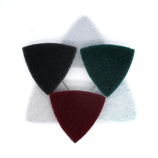 15Pcs Triangle Scouring Pad 90x90x90mm 240 to 800 Grit Heavy Nylon Cleaning Cloth Hook and Loop,5pcs of Each Grit