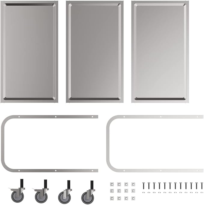 Heavy Duty Stainless Steel Utility cart，Industrial Serving cart with Wheels, 3 Shelf 360°Rotation Storage Trolley with Locking Wheels 500 lbs Capacity，1MM Thick 33.5 * 17.4 * 35.4' L*W*H.