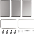 Heavy Duty Stainless Steel Utility cart，Industrial Serving cart with Wheels, 3 Shelf 360°Rotation Storage Trolley with Locking Wheels 500 lbs Capacity，1MM Thick 33.5 * 17.4 * 35.4' L*W*H.