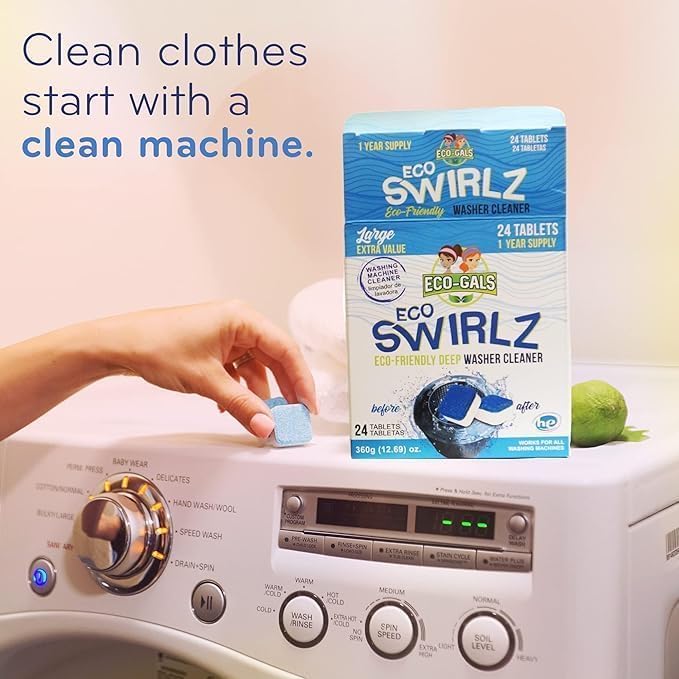 Washing Machine Cleaner Tablets For Front & Top Load Washers Including H.E. to Remove Pet Hair, & debris from drum, pipes, and filter.