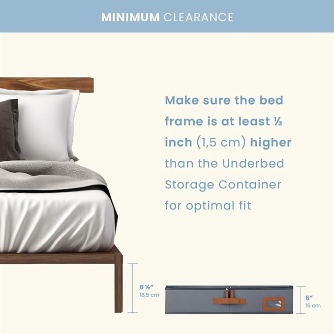 OrganiHaus Under Bed Storage Containers, Bedroom Storage and Organization Bins, Clothes Organizer for Closet with Clear Cover and Reinforced Handles - Set of 2 33x17x6 inches Black