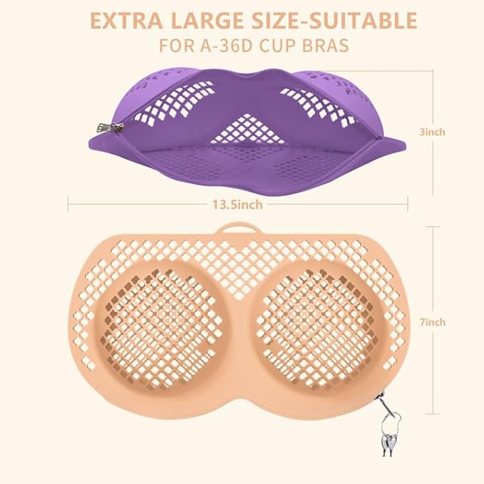 3PCS Bra Laundry Bag for Delicates, Machine Mesh Laundry Bags, Lingerie Protector for Bras, 2025 Upgrade No-Fallout Design - Lockable Zipper & 2 Keys for Bras, Underwear, Fits A-38DDCup