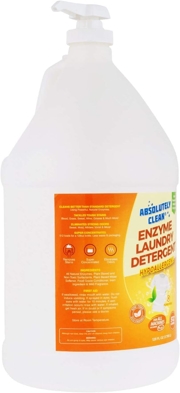 Amazing Natural Based Laundry Detergent - Powerful Natural Enzymes - USA Made (128oz Bottle)