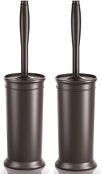 Toilet Brush and Holder 2 Pack, Toilet Bowl Brush with Extra Long Handle, Toilet Scrubber and Covered Holder, Toilet Brushes for Bathroom-Space Saving, Covered Brush, Durable, Deep Cleaning(Bronze)