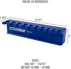 OEMTOOLS 22515 Magnetic Wrench Holder and Tool Organizer, Magnet Holds Up To 10 Wrenches To Most Metal Surfaces, SAE and Metric, 9.25 Inch Magnetic Tool Holder For Shop Or Garage, Blue