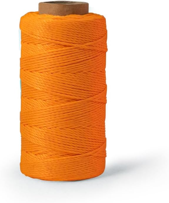 Orange Mason Line String – 393ft, 1.3mm Thick Twisted Polypropylene – Durable Construction Twine for Laying Bricks, Blocks, Fences in Gardening, DIY & Landscaping Projects