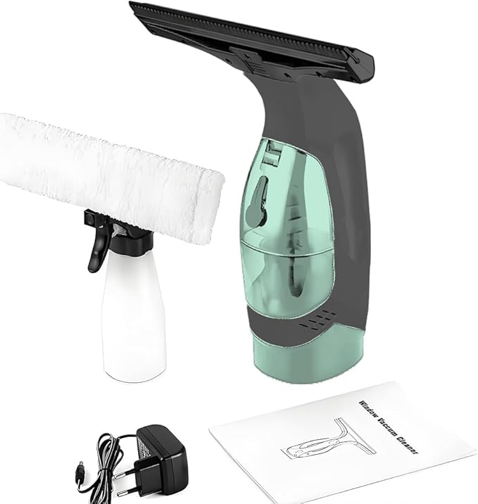 Cordless Window Cleaner,Window Cleaner Squeegee Tool Set for Shower Glass and Strong Suction for Home, Mirror, Glass, Car Windshield, Countertop, Tiles