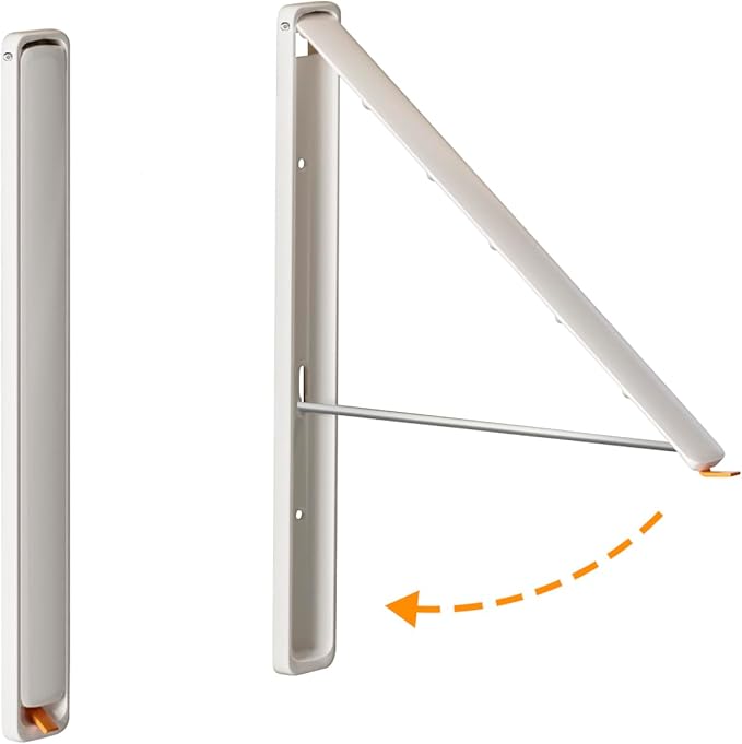 Wall-Mounted Retractable Clothes Drying Rack | White Extending Laundry Hanging Rack | Hidden and Space-Saving | Wall Mount Dryer Hanger Rack for Laundry Room, Closet (2-Pack, White)