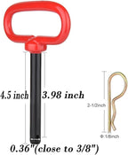 3/8" x 4" Inch Trailer Hitch Pin and Clip Towing Hitchs Red Handle Hitch Pin Accessories for Tractors,Clevis Pin 2PCS