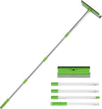 2-in-1 Window Squeegee with 30"-59" Stainless Steel Adjustable Handle - Glass Cleaner for Shower Doors, Car Windshield & High Outdoor Windows