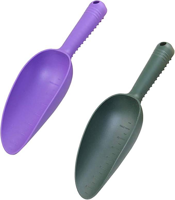 Plastic Garden Shovel Hand Trowel Tool Non-Slip Potting Soil Scoop Flowerpot Transplanting Digging Weeding Planting Cultivation Sturdy Kids Beach Sand Toys Pet Food Scoop 2 Pcs