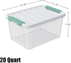 6-Pack 20 Quart Plastic Storage Latch Box with Lid, Clear Stackable Storage Container Bins