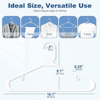 HOUSE DAY White Plastic Hangers 16 Pack, Space Saving Coat Hanger, Clothes Hanger with Non Slip Hooks, Plastic Clothing Hangers for Closet, Ideal for Everyday Use on Shirts, Coats, Pants, Dress