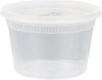 Restaurantware-Asporto 16 Ounce To Go Boxes, 100 Microwavable Round Soup Containers - Clear Plastic Lids Included, Do Not Contain BPA, Clear Plastic Soup Containers, Disposable