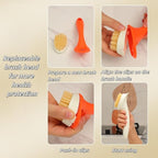 Dish Brush with Handle, Dish Scrubber Brush Set with Built-in Scraper Flush Hole Design Nylon Bristles Safe for Non-Stick & Coated Cookware,Kitchen Brushes for Dishes,Pots, Pans and Sinks (Orange)