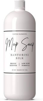 Mop Soap Highly Scented Fragrance, Long Lasting Luxury Floor Cleaner for Hardwood, Tile, Laminate & Stone, Low Suds No Residue Formula, All Mop Types, Made in USA, 32oz Santorini Silk Fragrance
