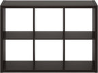 Furinno Cubicle Open Back Decorative Cube Storage Organizer, 6-Cube, Black Dark Oak