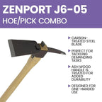Zenport J6-05 Planting Hoe with 3-Inch Pick, 2.5 Inch Carbon Steel Blades, Beige - 3 Pack