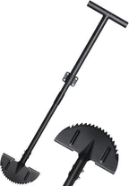 Garden Edger Lawn Tool, Half Moon Edging Shovel for Landscaping Yard, Manual Grass Edger with 34"-42" Adjustable Long Handle, Sharp Saw Tooth Blade, T Grip, Stand Up Garden Tools for Sidewalk, Borders