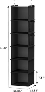 YOUDENOVA Hanging Closet Organizer, 6-Shelf Closet Hanging Storage Shelves, 2 Packs, Black