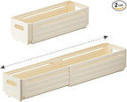 Foldable Storage Bins, 2 Pack Plastic Expandable Boxes for Organizing, Adjustable from 11-18.8" Drawer Organizers Separators Dividers for Bedroom Kitchen Utensils Tools Closet, Small