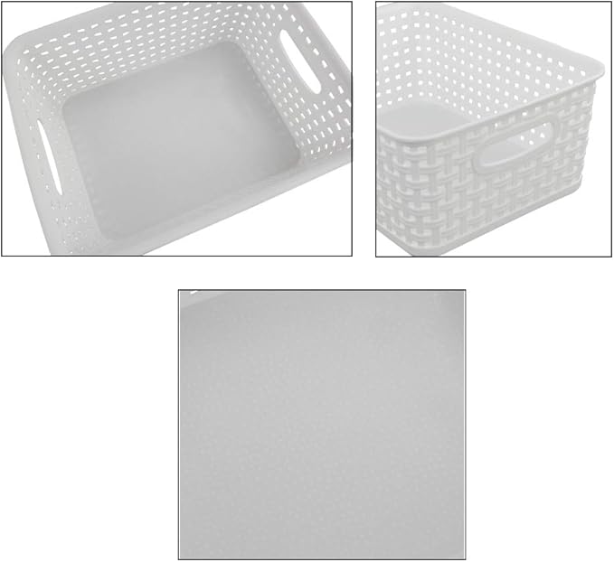 Pekky White Plastic Storage Basket, Kitchen Organizer, Set of 6