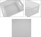 Pekky White Plastic Storage Basket, Kitchen Organizer, Set of 6