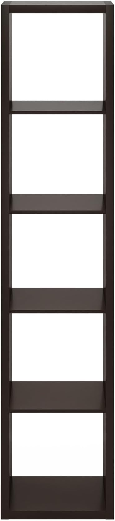 Furinno Cubicle Open Back Decorative Verticle Cube Storage Organizer, 5-Cube, Black Dark Oak