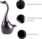 Black Toilet Brush and Holder,Cute Bathroom Decor Ceramic Toilet Bowl Brush Holder Household Cleaning Tool for Bathtub