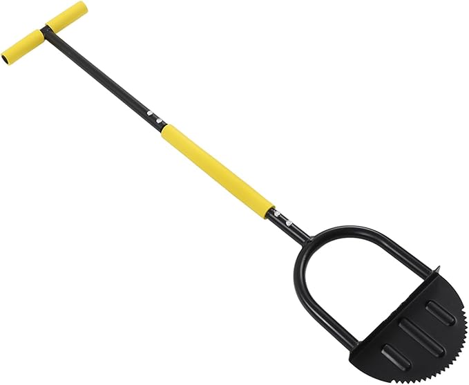 Manual Lawn Edger with Steel Blade T-Handle & Wide Pedal - Garden Path Edging & Trimming Tool for Sidewalks with Comfort Sponge Cover