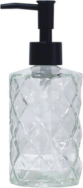 Crystal Glass Soap Dispenser, 12oz Clear Bathroom Hand Dispenser, Lotion Dispenser with Black Plastic Pump for Modern Home Decor, Kitchen Countertop, Hotel