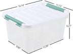 6 Pack 20 L Clear Storage Latch Box, Plastic Storage Bins with Lids