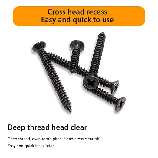 450 pcs M3 M4 M5 M6 Black Wood Screws Assortment Kit,High Hardness Carbon Steel Self-Tapping Screws,Phillips Drive Flat Head Screws Set Kit,Black Oxide,Full Thread,Countersunk Head