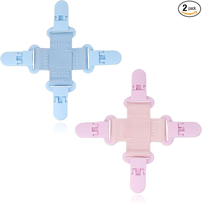 2 Pcs Bed Sheet Detangler for Washer Dryer - Prevent Tangling, Twisting & Balling in Laundry – Pink and Blue Bed Sheet Detangler with Strong Sheet Clips