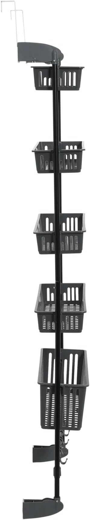 Household Essentials Household Essentials Over the Door Basket Storage Rack, Gray and Black
